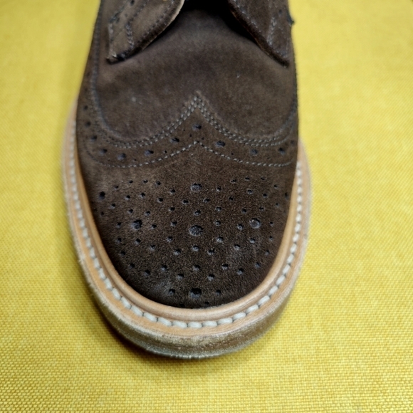END. X TRICKER'S RICHARD GOLOSH BROGUE Chocolate Repello Suede LIMITED Men's 7.5 - Picture 4 of 13